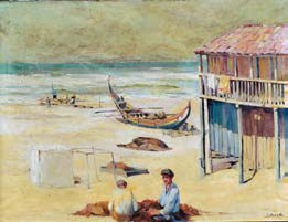 “PRAIA DA VIEIRA COM BARCOS E PESCADORES”,