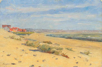 “VISTA DE PRAIA COM DUNAS E CASARIO”,