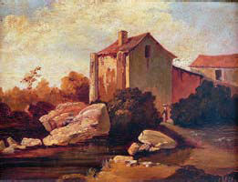 “PAISAGEM - FIGURA PERTO DE RIBEIRO E CASARIO”,