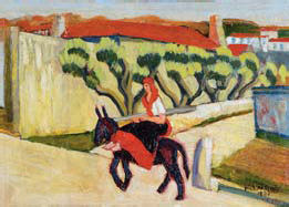 “PAISAGEM COM MULHER MONTANDO BURRO”,