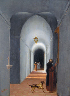 “INTERIOR DE CONVENTO COM MONGE E CÃO”,