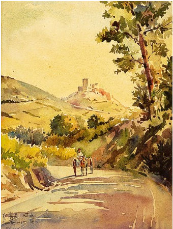 Paisagem - carroça e castelo