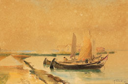 Paisagem - Barcos no rio 