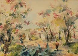 Paisagem com aldeia e figura