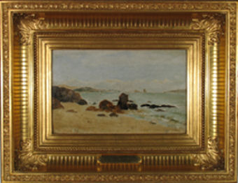 ROCHEDOS DE PAÇO DE ARCOS, PRAIA DE PAÇO DE ARCOS COM A TORRE DE BELÉM AO FUNDO