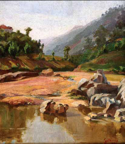 Paisagem com riacho e lavadeiras