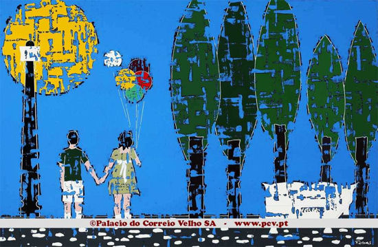 The boy, the girl and the baloons
