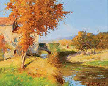 Paisagem com rio e ponte