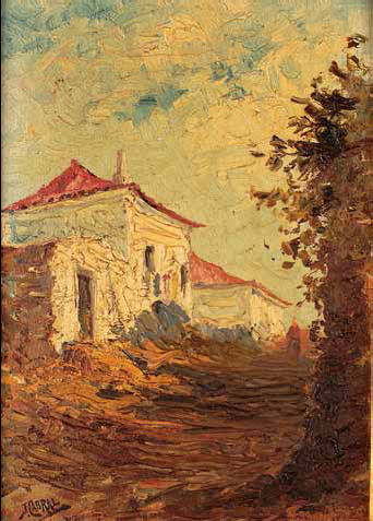 Paisagem com caminho e figura