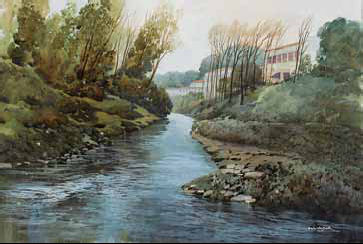 Paisagem - rio e casas