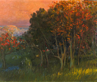 PAISAGEM DO MARQUÊS DE POMBAL E CASTELO DE S. JORGE, PINTADA DO PARQUE EDUARDO XVII