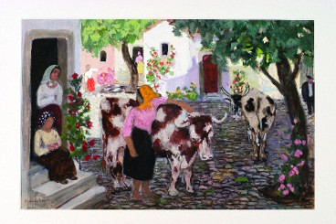 "Casario com figuras"