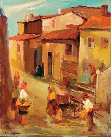 Trecho de aldeia com figuras