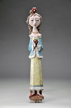 "Menina com ramo de flores"