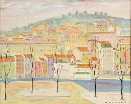 "Trecho de Lisboa com Castelo de São Jorge"