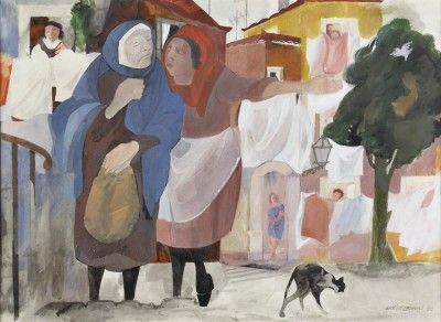 Vista de rua com figuras