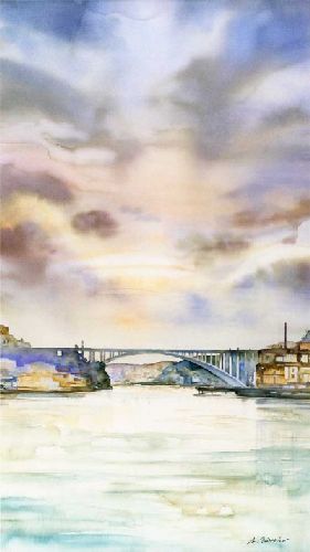 Sem título - Vista da Ribeira e ponte São Luís- Porto