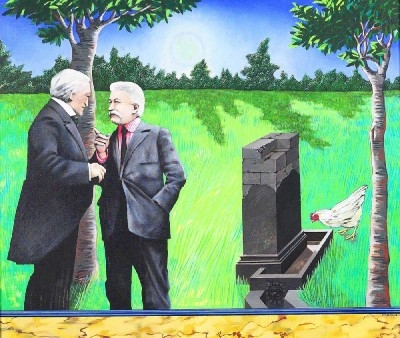 sem título - Duas figuras com galinha