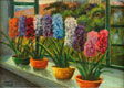 VASOS DE FLORES JUNTO DE JANELA